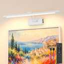 White Battery Operated Picture Light for Wall, 23.6-Inch Wireless Rechargeable LED Paintings Light with Remote, Dimmable Art Display Light for Gallery Poster Frame Bedroom Hallway