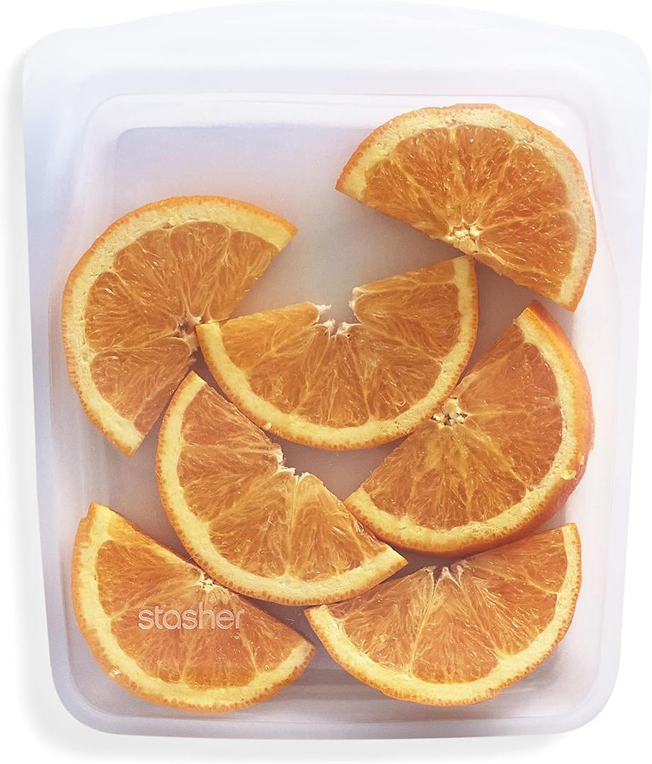 Stasher Silicone Reusable Storage Bag, Quart Bag, Reusable Freezer Bag, Microwave, Dishwasher, Oven Safe, Sous Vide, Eco Friendly, Food-safe Silicone Snack Bag, Food Storage Bag, 64 oz, Clear