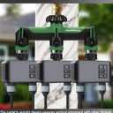Garden Hose Splitter, 3 Way Hose Splitter, Heavy Duty Water Hose Bib Spigot Splitter, Outdoor Faucet Splitter with Shutoff Valve, T Adapter Connector with 3/4 - Inch GHT Thread (Green)