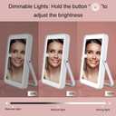 Rechargeable Vanity Mirror with Lights,Desk Makeup Mirror with Lights,Portable Travel for Makeup Desk  Dressing Room,3 Color Lighting, Dimmable Touch Screen (10"L x 7"W, White)
