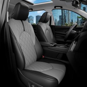 for Grand Highlander Seat Covers Full Set, 1:1 Custom Fit for Grand Highlander 2024 2025 2026 7 Seaters,2nd Row Captain Chairs Leather Seat Protectors(Black-Grey)