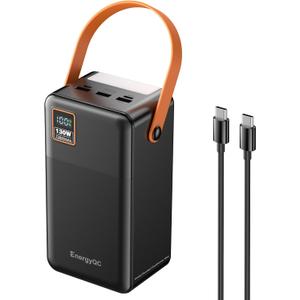 EnergyQC Power Bank, 72000mAh Portable Power Station, 130W Max Battery Pack, 266.4Wh Fast Charging Compatible with Laptop MacBook iPhone Samsung for Outdoors Camping Travel