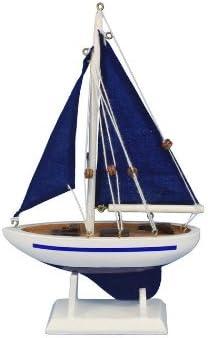 Pacific Sailer Blue - Blue Sails 9" - Model Sailing Boat - Sailboat Decoration