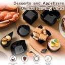 Tessco for you 100 Pcs Mini Appetizer Plates Set, Disposable Dessert Plates Assorted Shape Mini Plastic Spoons for Wedding Party Birthday (Black)