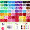 3000Pcs 56 Colors Pony Beads for Bracelet Making Kit, Rainbow Kandi Beads Friendship Bracelet Kit with 910pcs A-Z Letter Bead, DIY Jewelry Making Craft for Adults