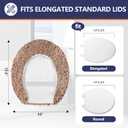 Luxury Soft Microfiber Toilet Lid Cover Machine Washable Solid Toilet Seat Cover 17.5" x 15" Adjustable Rubber Backing Fits Most 16-17.5" L x 14-16" W Round Oblong and Elongated Toilet Seat