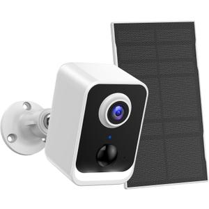 Security Cameras Wireless Outdoor Solar: Battery Power Cameras for Home Security WiFi Seguridad Camara System Kit Surveillance Monitor with Motion Sensor Flood Light Alarm & Color Night Vision (White*1)