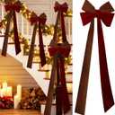 4Pcs Large Christmas Velvet Burgundy Bows13'' x 45''Christmas Front Door Bows with Long Tail Ribbon Xmas Tree Topper Holiday Wreaths Decor Stair Garland for Mantel Fireplace Porch