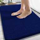 OLANLY Bathroom Rugs 34x21, Extra Soft Absorbent Chenille Bath Rugs, Rubber Backing Quick Dry, Machine Washable Bath Mats for Bathroom Floor, Tub and Shower, Home Decor Accessories, Navy