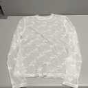 BTFBM Womens Tops Mesh Lace Long Sleeve Tops for Women 2026 Spring Fall Sexy Sheer See Through Tight Party Club Outfits (Large, White)