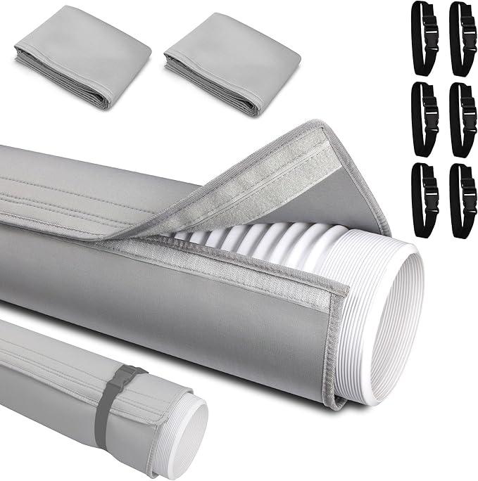 2 Packs Portable Air Conditioner Hose Cover, Portable AC Hose Duct Vent Insulation Sleeve AC Hose Insulated Cover Wrap for 5" & 5.9" Diameter AC Exhaust Hoses Tube for Heat Reduction, Gray