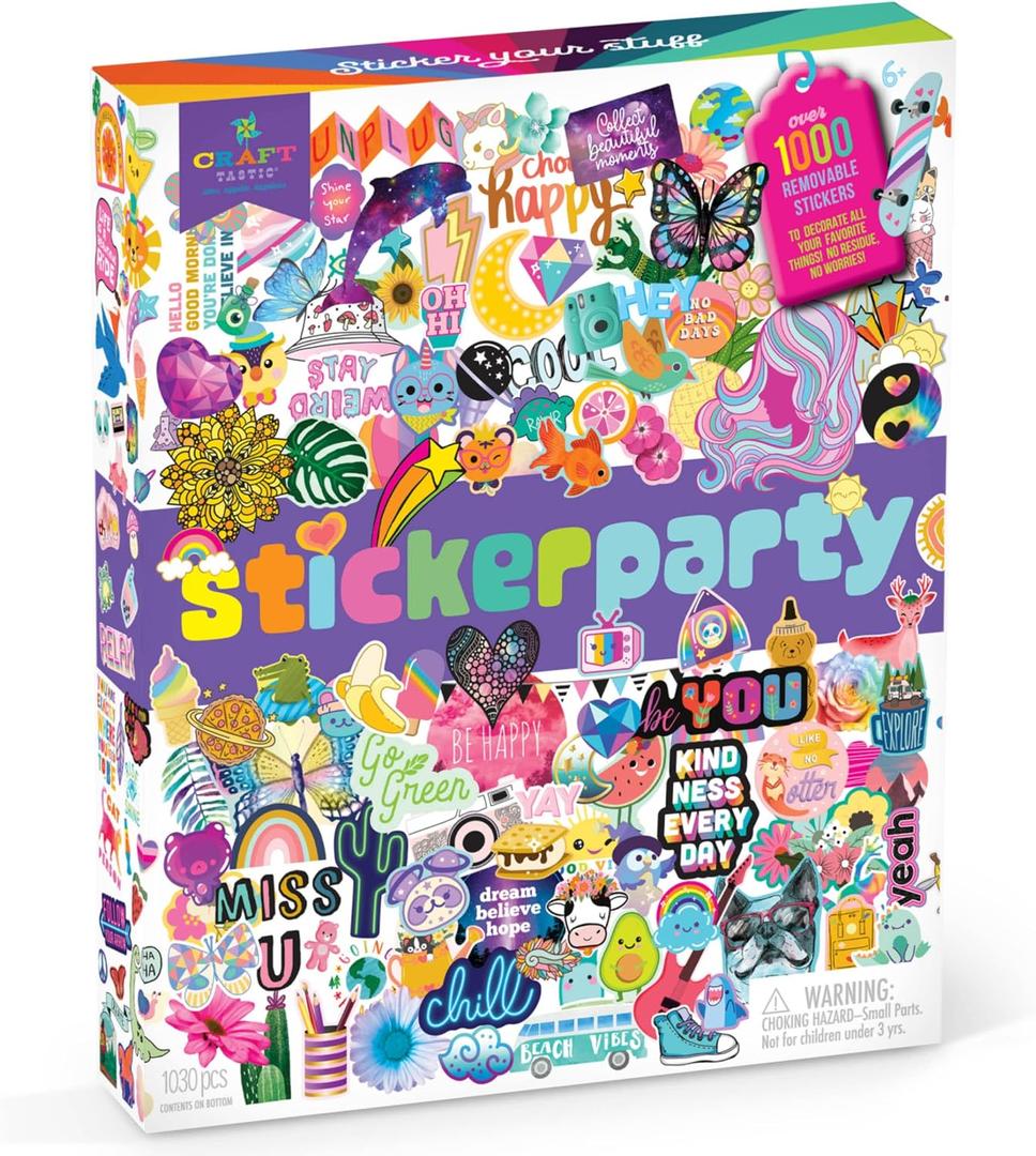 Craft-tastic – Sticker Party – Trendy VSCO Stickers – Decorate Journals, Water Bottles, Phones, and More – Stickers are Removable & Won't Leave Sticky Residue Behind – for Ages 6+