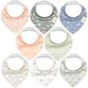 KeaBabies 8-Pack Organic Baby Bandana Bibs for Girls - Super Absorbent Triangle Baby Bibs for Drooling and Teething Infant, 100% Cotton Extra Soft for Newborn, Infant 0-36 Months (Fleur)