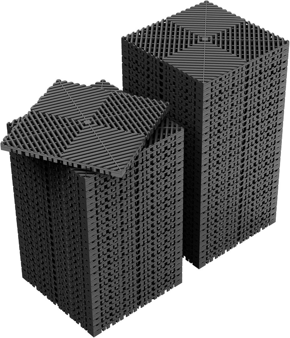 Jocoevol 60-Pcs Interlocking Tile, 12" x 12" Indoor/Outdoor Self-Drainage Interlocking Floor Tiles, Non-Slip Heavy-Duty Polypropylene Splicing Flooring Tile for Garage Patio Pool Bathroom, Black