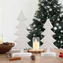 2 x Christmas Decorations-2pcs Natural Wood Christmas Trees Tabletop Sign-Vintage Indoor Centerpieces for Table Mantle Xmas Party Decor(White)