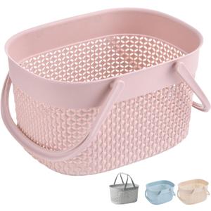 Ozgram Single Color [Pink] Laundry Basket, Shower Basket, Spa Bag, Toiletries, Laundry Hamper, Handbag, Public Bath, Spa, Bathroom, Storage Basket, Bath Basket, Hot Spring Bag, Bath Pouch, Cosmetic