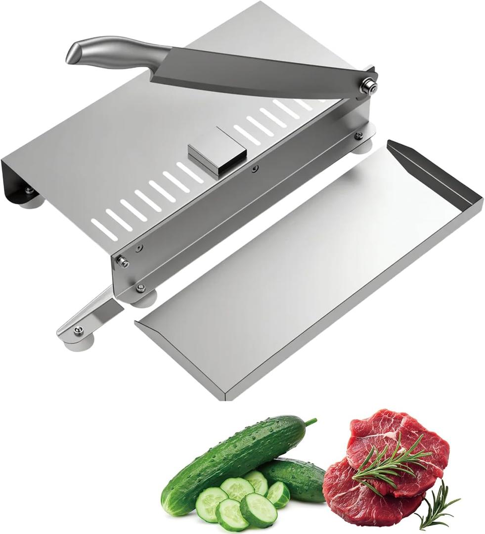 Manual Meat Slicer With Commercial High-Strength Stainless Steel Frame And Ergonomic Handle For Quick Cutting Of Various Meats, SuitableFor Home Kitchens, Restaurants, Farms, And Hunting