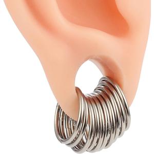 Casvort 10 PCS 16G Seamless Septum Nose Piercing Rings Segment Tragus Hoop Rings 316 Stainless Steel Helix Ring Stack Clickers Ear Plugs Hangers Women Body Jewelry (Silver Classic)