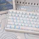 Sumgsn 131 Keys White Topographic Keycaps PBT Dye Sub Side Printed Custom keycaps 75 Percent Cherry Profile Fit for Mechanical Keyboard Cherry Mx Switches