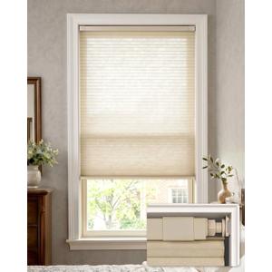 LazBlinds No Drill Light Filtering Cellular Shades, 44" W x 64" H, Beige