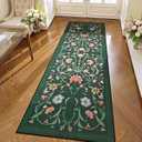 LIVEBOX Kitchen Runner Rug - Boho Floral 2x6 Runners for Hallways, Non-Slip Washable Rug Runner, Soft Low-Pile Carpet Runner for Entryway Hallway Bedroom Laundry Room Farmhouse(2x6ft, Green)