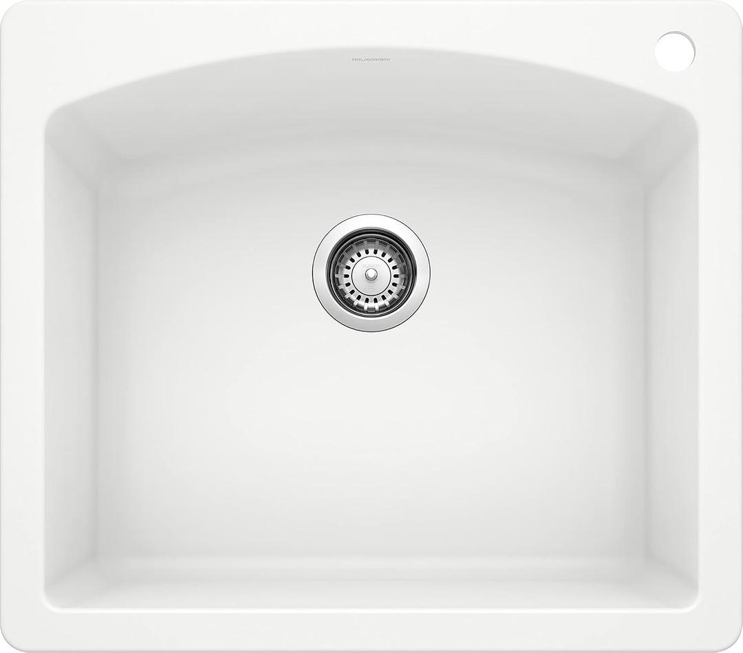 BLANCO, White 440211 DIAMOND SILGRANIT Drop-In or Undermount Kitchen Sink, 25" X 22"