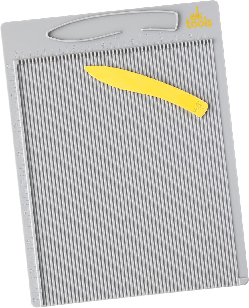 EK Tools Mini Scoring Board, 7.5"x9.75", with Bone Folder, Scoreboard for Paper Crafting, Make Envelopes, Cards, Precision Photos, and More (Gray)