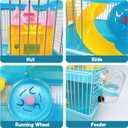 Tfwadmx Hamster Carrier, Dwarf Hamster Travel Cage, Portable Cages with Water Bottle, Gerbil Travel Carry Case Outdoor Vacation House for Small Mice(Blue,10.6x8x11.4)