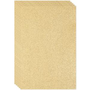 PATIKIL Light Gold Shiny EVA Glitter Foam Sheet 11.8 x 7.9 Inch 2mm Thick with Back Adhesive Sparkle EVA Glitter Felt for Crafts DIY Project, 5 Pcs