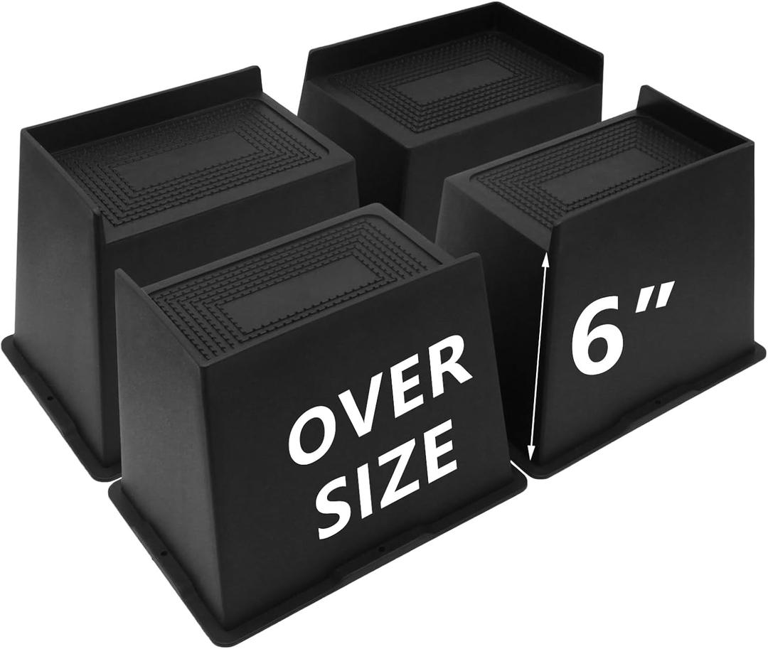 HANIHUA 4 Pack Bed Risers 6 inch Heavy Duty, Oversized Furniture Risers, Extra Wide Bed Lifts Risers for Table, Sofa, Dorm Twin XL, Couch, Desk, Bed Frame Risers Supports Up to 6,500 Lbs