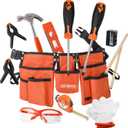 Hi-Spec 16pc Orange Kids Tool Kit Set & Child Size Tool Belt. Real Kit for DIY Building, Woodwork & Construction Learning for Kids