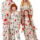 VNVNE Matching Christmas Onesie Pajamas Set for Family/Couples/Women/Men, One Piece Xmas Pjs Hooded Zipper Printed Sleepwear (Small, Green)