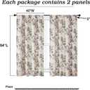 Simplebrand Natural Floral Curtains 54 Inch Length 2 Panels, Faux Linen Textured Light Filtering Privacy Curtains, Farmhouse Semi Short Window Drapes for Cabinet Bedroom Bathroom, Each 40" Wx54 L