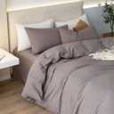 JIYUAN King Size Duvet Cover Set, 3-Piece - 100% Washed Cotton, Linen-Like Soft & Breathable with Zipper Closure, Includes 104x90 Inch Cover & 2 Pillowcases, Heathered Mauve Brown