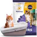 Pettiny 20 Jumbo Litter Box Liners with Drawstrings - Scratch Resistant Cat Litter Bags for the Biggest Litter Pan