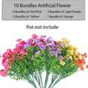 Artificial Flowers for Outdoor,No Fade Fake Plastic Flowers Faux Plants for Decoration Hanging Planters Indoor Outside Garden Porch Window Box Home Wedding Farmhouse,10 Bundles (Rose red - Purple)