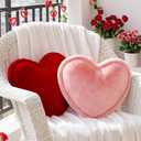 Roowest 2 Pack Valentine's Day Velvet Heart Pillows Soft Decorative Cute Love Fringe Throw Pillow Back Cushion for Girls Women Bed Sofa Couch Living Room Home Decor Wedding Gift(Red Pink)