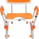 Height-Adjustable Shower Chair with Anti-Slip Armrest & Seat Pad - for Elderly, Disabled, and Pregnant. Heavy Duty Aluminum Frame Supporting Up to 280 LB.