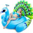 JOYIN Inflatable Peacock Pool Float - Giant Peacock Fun Beach Floaties, Pool Party Decorations Adult Size Inflatable Animal Summer Swim Pool Raft Toys Lounge for Adults & Kids