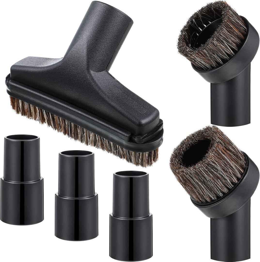 6 Pcs Vacuum Attachments Accessories VAC Attachments 1.25'' 25mm and 36mm Shop Round Dust Brush Vacuum Hose 5.9 Inch Floor Attachment Brush Replacement with 1-1/4 to 1-3/8 Inch Adapter(Classic Style)