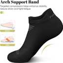 PAPLUS Running Socks Womens 6 Pairs - Athletic Ankle Socks with Arch Support, Comfort Anti-Blister Cushioned (10-13)