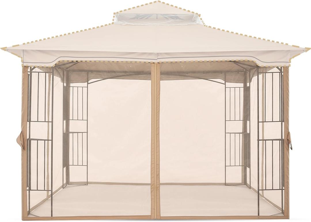 MASTERCANOPY Patio Gazebo Mosquito Netting Screen Walls ONLY (10x10, Beige)