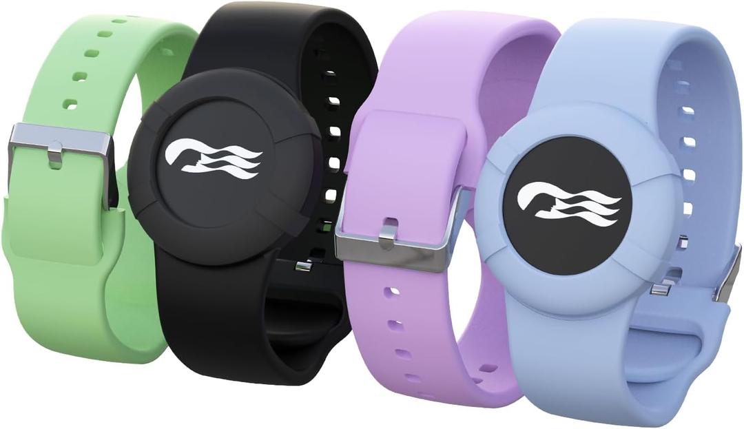 4 Pack Princess Cruise Medallion Holders for Adults and Teens, Silicone Wristbands for Carnival Ocean Medallion - 2 Sizes (S/M and M/L) in One Pack, Black and Blue (M/L), Purple and Green (S/M)