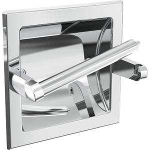 Polished Chrome Recessed Toilet Paper Holder, Bathroom Wall Mount Recessed Pivoting Toilet Tissue Roll Paper Holder Include Rear Mounting Bracket