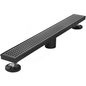 Neodrain 36-Inch Linear Shower Drain with Removable Quadrato Pattern Grate, Brushed 304 Stainless Steel Rectangle Shower Floor Drain, Linear Drain with Leveling Feet,Hair Strainer