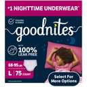 Goodnites Girls Nighttime Bedwetting Underwear, L (68-95 lbs), 75 Count