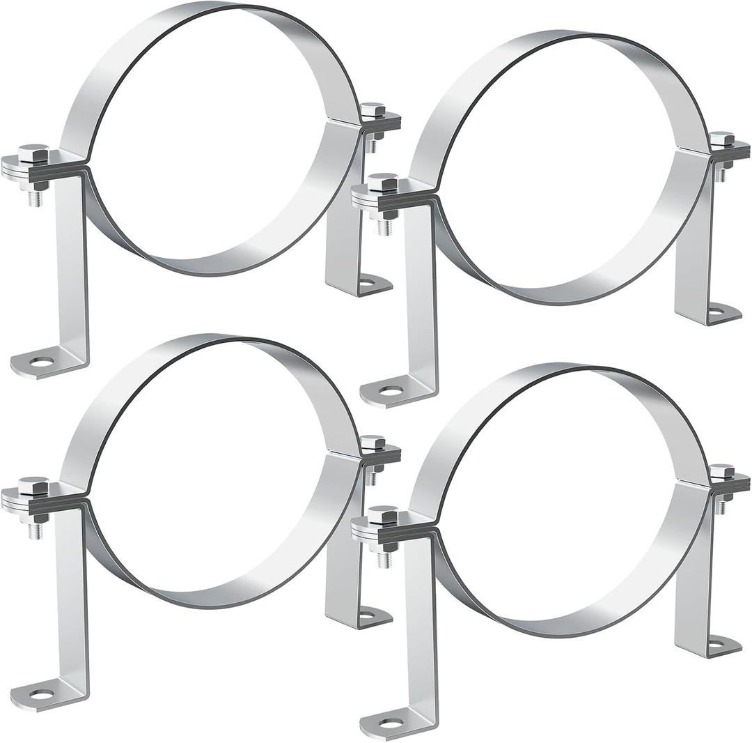 6 Inch B Vent Wall Strap Round Gas Vent Pipe Strap Adjustable Wall Strap Round Gas Vent Pipe Strap for Metal Pipes, Plastic Ventilation Pipes, Chimney Pipes, Drainage Pipes (4 Pcs)