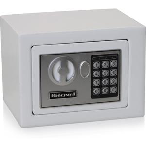 Honeywell Safes & Door Locks - Bolt Down Small Safe Box with Digital Lock for Home - Steel Security Electronic Lock Box - Cabinet & Door Design Safe with 2 Keys - 0.17-Cubic Feet - White - 5005W