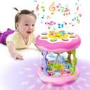 Poycuna Baby Girl Toys for 6-12 Months Ocean Rotating Light Up Musical Toys Tummy Time Infant Toys 3-6 12-18 Months Baby Girl Toys 1 2 Year Old(Pink)