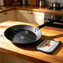 11 Inch Pre-Seasoned Carbon Steel Frying Pan, Naturally Non-Coated Skillet with Grooved Texture for Steak, Stir Fry, Tortilla, Crepe, All Stoves Compatible